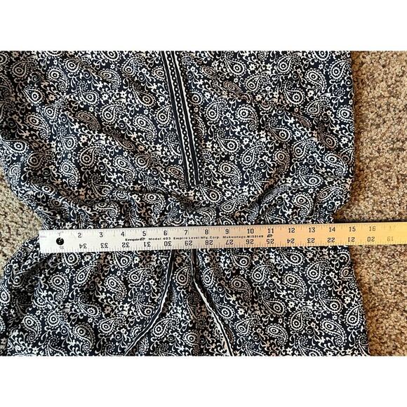 Ann Taylor Loft Long Sleeve Romper Jumpsuit, Navy/White, Size 00, Button Up - Picture 8 of 11